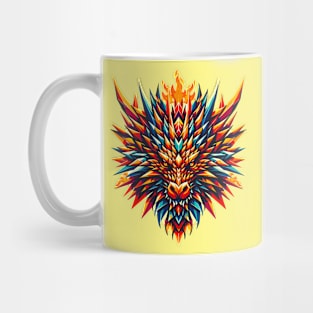 Fiery Geometric Dragon: Abstract Polygon Art Mug